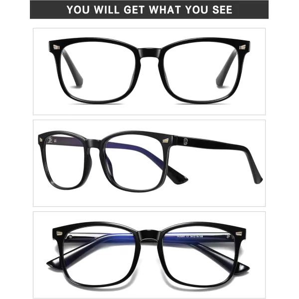 DUCO Blue Light Blocking Glasses Computer Gaming Glasses Women Men Blue Light Blocker Eyeglasses Square Frame Anti Eye Eyestrain Pink 5201SShine Black