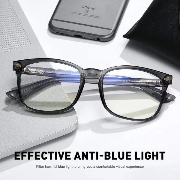 DUCO Blue Light Blocking Glasses Computer Gaming Glasses Women Men Blue Light Blocker Eyeglasses Square Frame Anti Eye Eyestrain Pink 5201STransparent Grey