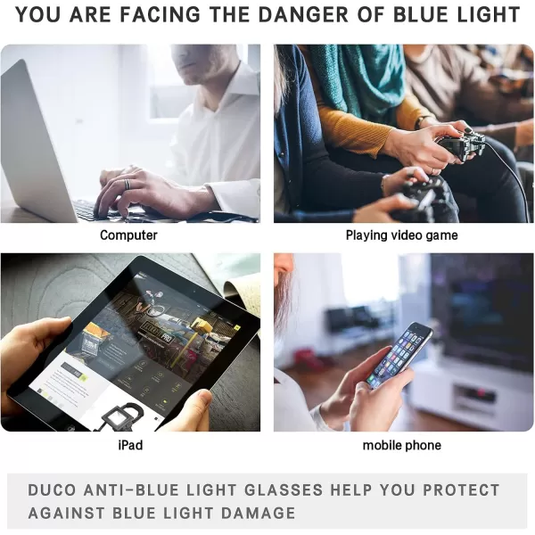 DUCO Blue Light Blocking Glasses Computer Gaming Glasses Women Men Blue Light Blocker Eyeglasses Square Frame Anti Eye Eyestrain Pink 5201STransparent Pink