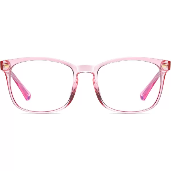 DUCO Blue Light Blocking Glasses Computer Gaming Glasses Women Men Blue Light Blocker Eyeglasses Square Frame Anti Eye Eyestrain Pink 5201STransparent Pink