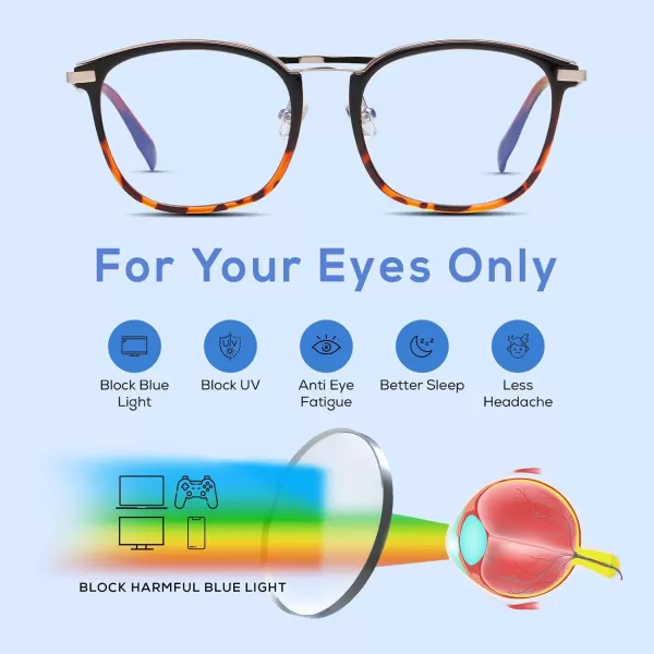 DUCO Blue Light Blocking Glasses For Men Blue Ray Glasses Oversized Computer Glasses Retro Square Fashion Eyeglasses 5223Black Tortoise