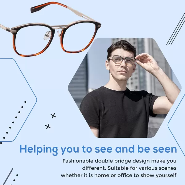 DUCO Blue Light Blocking Glasses For Men Blue Ray Glasses Oversized Computer Glasses Retro Square Fashion Eyeglasses 5223Black Tortoise