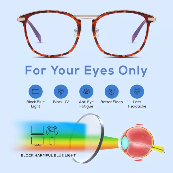 DUCO Blue Light Blocking Glasses For Men Blue Ray Glasses Oversized Computer Glasses Retro Square Fashion Eyeglasses 5223Tortoise