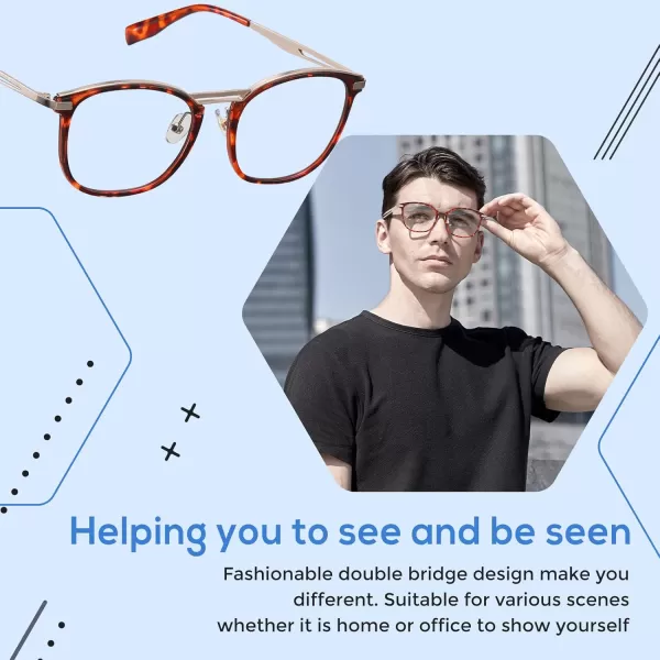 DUCO Blue Light Blocking Glasses For Men Blue Ray Glasses Oversized Computer Glasses Retro Square Fashion Eyeglasses 5223Tortoise