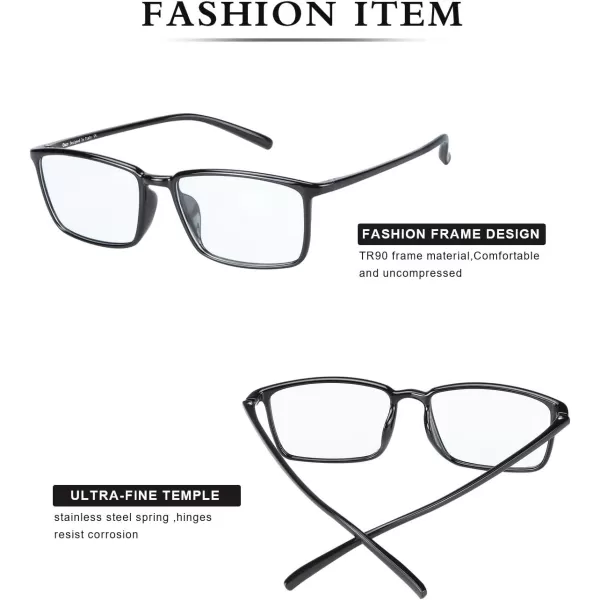DUCO Blue Light Blocking Glasses Superlight Eyeglasses Frame Anti Blue Ray Computer Gaming Glasses 306Shine Black