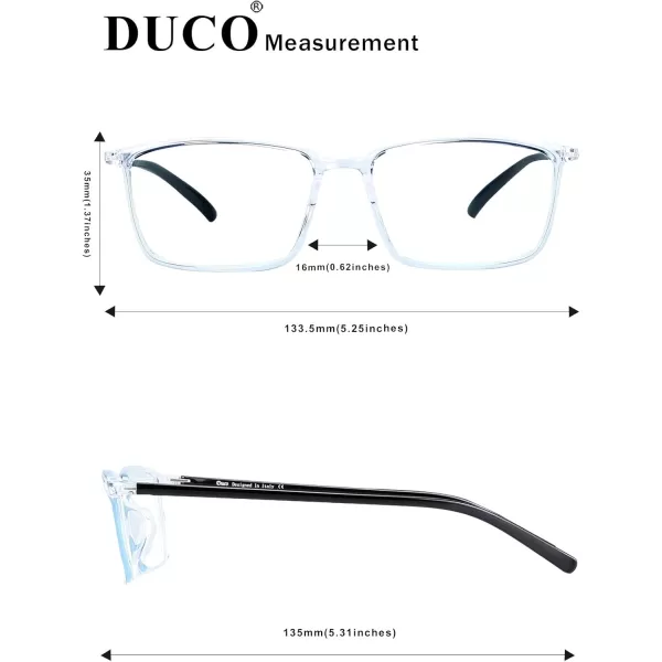 DUCO Blue Light Blocking Glasses Superlight Eyeglasses Frame Anti Blue Ray Computer Gaming Glasses 306Transparent Black
