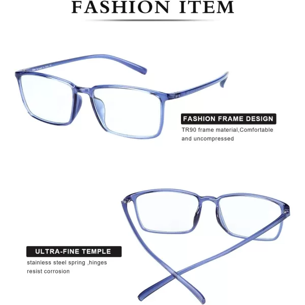 DUCO Blue Light Blocking Glasses Superlight Eyeglasses Frame Anti Blue Ray Computer Gaming Glasses 306Transparent Blue