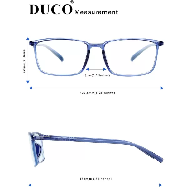 DUCO Blue Light Blocking Glasses Superlight Eyeglasses Frame Anti Blue Ray Computer Gaming Glasses 306Transparent Blue