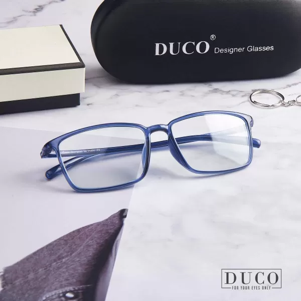 DUCO Blue Light Blocking Glasses Superlight Eyeglasses Frame Anti Blue Ray Computer Gaming Glasses 306Transparent Blue