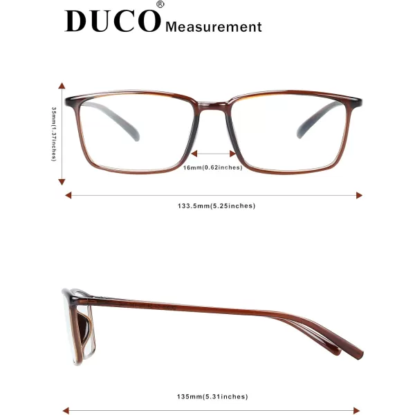DUCO Blue Light Blocking Glasses Superlight Eyeglasses Frame Anti Blue Ray Computer Gaming Glasses 306Transparent Brown