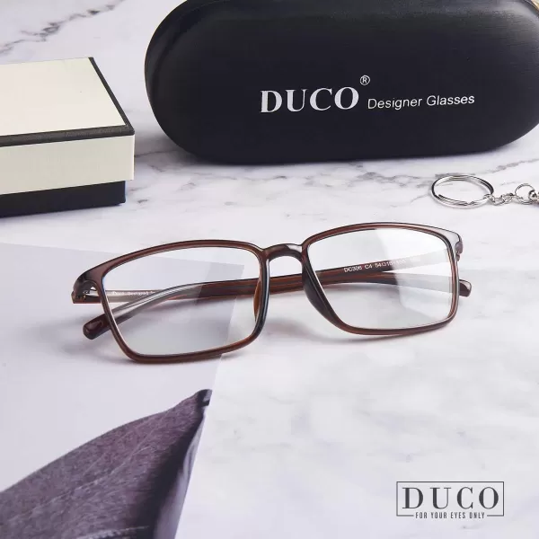 DUCO Blue Light Blocking Glasses Superlight Eyeglasses Frame Anti Blue Ray Computer Gaming Glasses 306Transparent Brown