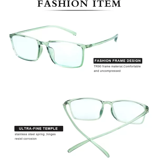 DUCO Blue Light Blocking Glasses Superlight Eyeglasses Frame Anti Blue Ray Computer Gaming Glasses 306Transparent Green