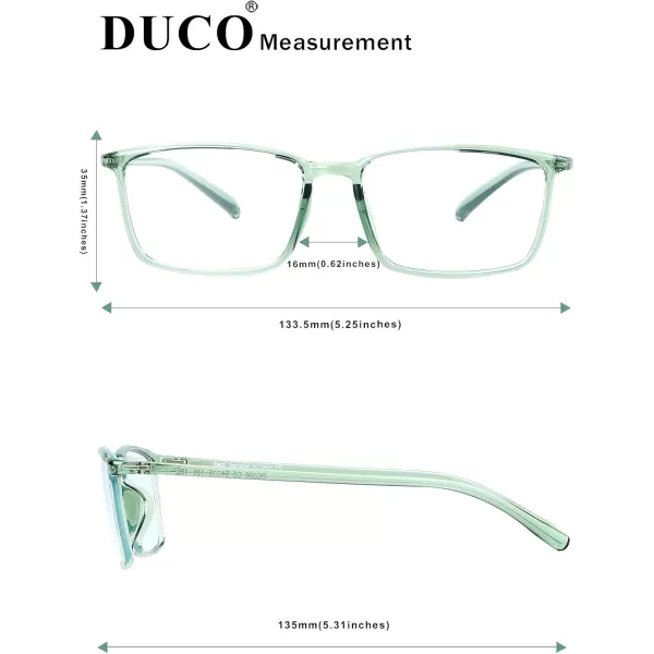 DUCO Blue Light Blocking Glasses Superlight Eyeglasses Frame Anti Blue Ray Computer Gaming Glasses 306Transparent Green