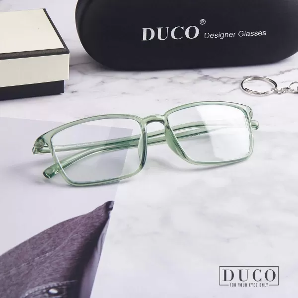DUCO Blue Light Blocking Glasses Superlight Eyeglasses Frame Anti Blue Ray Computer Gaming Glasses 306Transparent Green