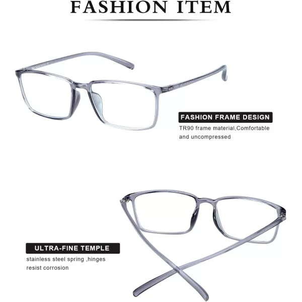 DUCO Blue Light Blocking Glasses Superlight Eyeglasses Frame Anti Blue Ray Computer Gaming Glasses 306Transparent Grey