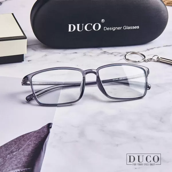 DUCO Blue Light Blocking Glasses Superlight Eyeglasses Frame Anti Blue Ray Computer Gaming Glasses 306Transparent Grey