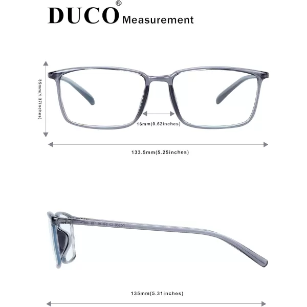 DUCO Blue Light Blocking Glasses Superlight Eyeglasses Frame Anti Blue Ray Computer Gaming Glasses 306Transparent Grey