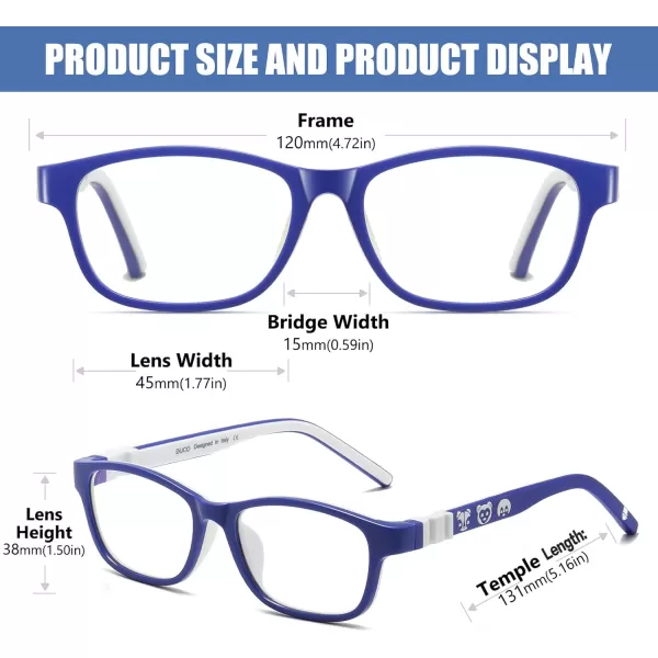 DUCO Blue Light Glasses for Kids with Strap AntiGlare Gaming Computer Glasses Eyeglasses for Boys Girls Age 610 K025