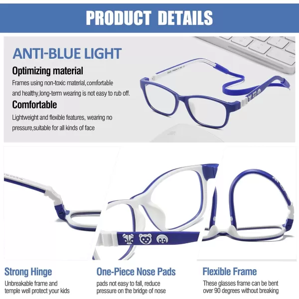 DUCO Blue Light Glasses for Kids with Strap AntiGlare Gaming Computer Glasses Eyeglasses for Boys Girls Age 610 K025