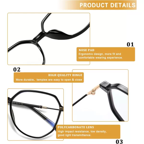 DUCO Blue Light Glasses for Men Women Blue Ray Blocking Glasses Computer Gaming Glasses Retro Square Eyeglasses 5218Black
