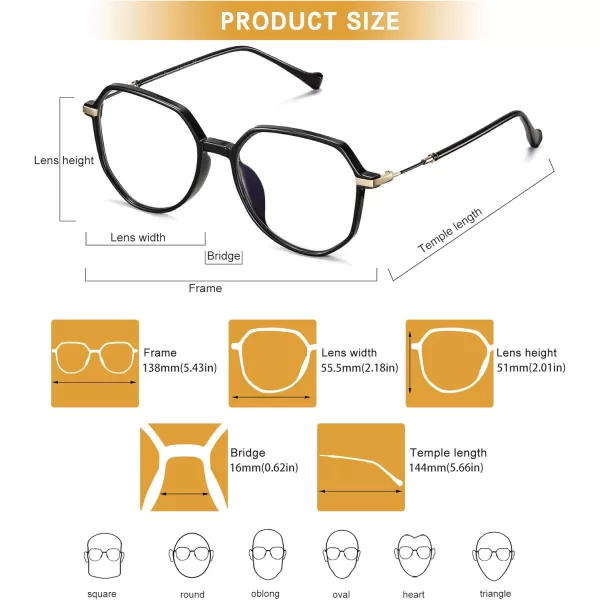 DUCO Blue Light Glasses for Men Women Blue Ray Blocking Glasses Computer Gaming Glasses Retro Square Eyeglasses 5218Black