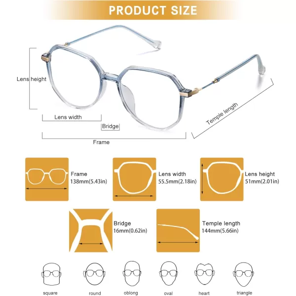 DUCO Blue Light Glasses for Men Women Blue Ray Blocking Glasses Computer Gaming Glasses Retro Square Eyeglasses 5218Blue