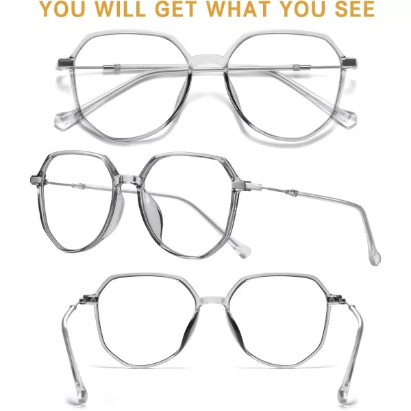 DUCO Blue Light Glasses for Men Women Blue Ray Blocking Glasses Computer Gaming Glasses Retro Square Eyeglasses 5218Grey