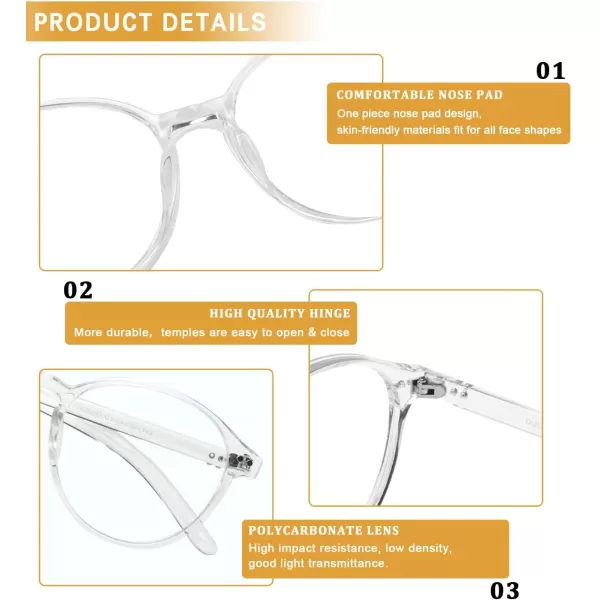 DUCO Blue Light Glasses for Men Women Blue Ray Blocking Glasses Computer Gaming Glasses Square Reading Eyeglasses 52055202transparent
