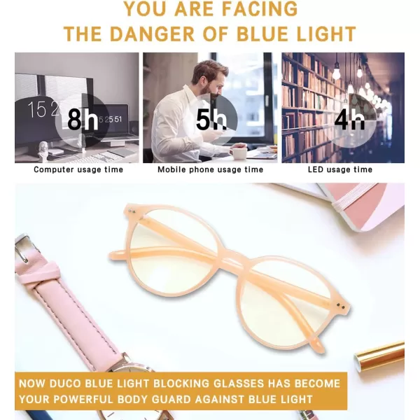 DUCO Blue Light Glasses for Men Women Blue Ray Blocking Glasses Computer Gaming Glasses Square Reading Eyeglasses 52055202transparent Orange
