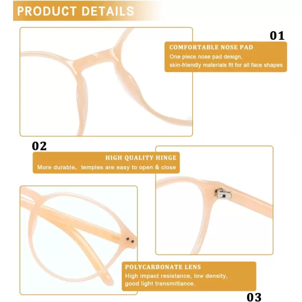 DUCO Blue Light Glasses for Men Women Blue Ray Blocking Glasses Computer Gaming Glasses Square Reading Eyeglasses 52055202transparent Orange