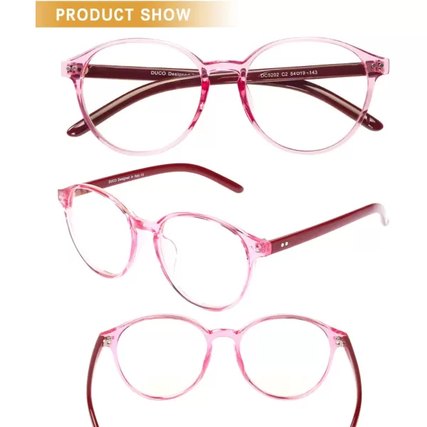 DUCO Blue Light Glasses for Men Women Blue Ray Blocking Glasses Computer Gaming Glasses Square Reading Eyeglasses 52055202transparent Red
