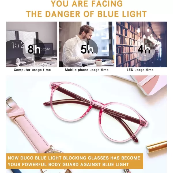 DUCO Blue Light Glasses for Men Women Blue Ray Blocking Glasses Computer Gaming Glasses Square Reading Eyeglasses 52055202transparent Red
