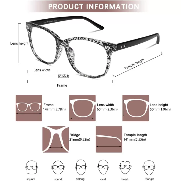 DUCO Blue Light Glasses for Men Women Blue Ray Blocking Glasses Computer Gaming Glasses Square Reading Eyeglasses 5205Black White