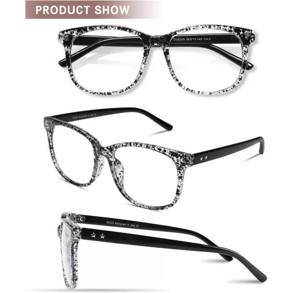 DUCO Blue Light Glasses for Men Women Blue Ray Blocking Glasses Computer Gaming Glasses Square Reading Eyeglasses 5205Black White