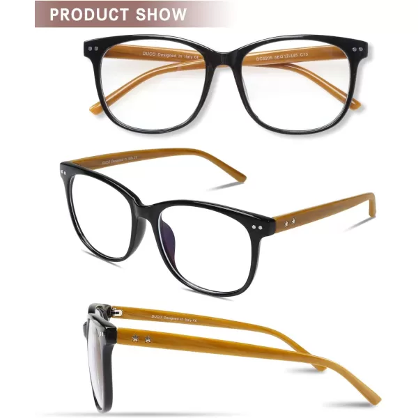 DUCO Blue Light Glasses for Men Women Blue Ray Blocking Glasses Computer Gaming Glasses Square Reading Eyeglasses 5205Black Yellow