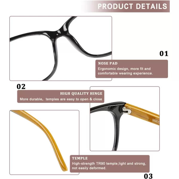 DUCO Blue Light Glasses for Men Women Blue Ray Blocking Glasses Computer Gaming Glasses Square Reading Eyeglasses 5205Black Yellow