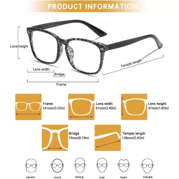 DUCO Blue Light Glasses for Men Women Blue Ray Blocking Glasses Computer Glasses for Teens Non prescription Eyeglasses 5201Black White