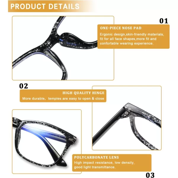 DUCO Blue Light Glasses for Men Women Blue Ray Blocking Glasses Computer Glasses for Teens Non prescription Eyeglasses 5201Black White