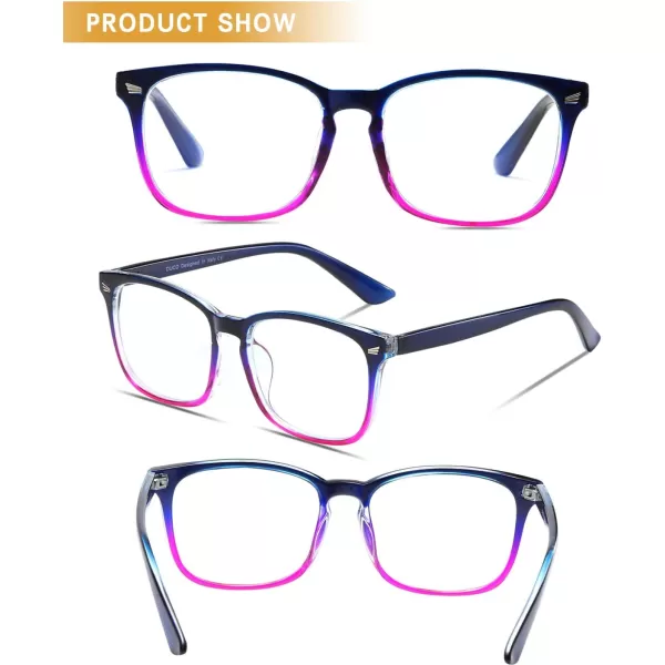 DUCO Blue Light Glasses for Men Women Blue Ray Blocking Glasses Computer Glasses for Teens Non prescription Eyeglasses 5201Blue Purple