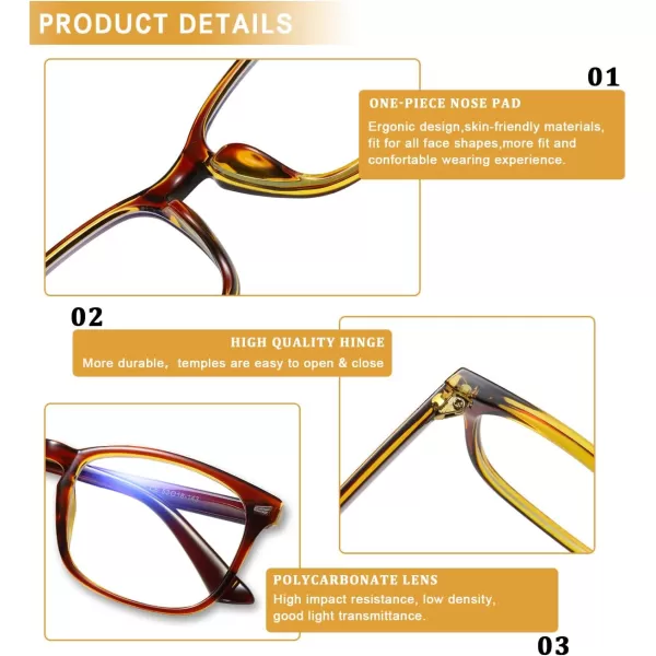 DUCO Blue Light Glasses for Men Women Blue Ray Blocking Glasses Computer Glasses for Teens Non prescription Eyeglasses 5201Brown