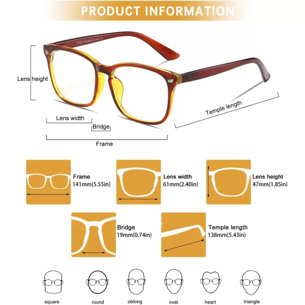 DUCO Blue Light Glasses for Men Women Blue Ray Blocking Glasses Computer Glasses for Teens Non prescription Eyeglasses 5201Brown