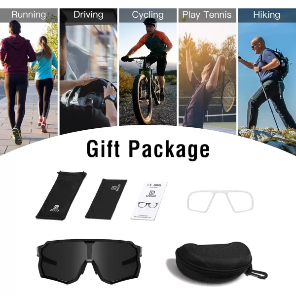 DUCO Cycling Sunglasses Men Women Polarized Sports Sunglasses TR90 Baseball Fishing Sun glasses uv 400 Protection 0035Black Frame Gray Lens