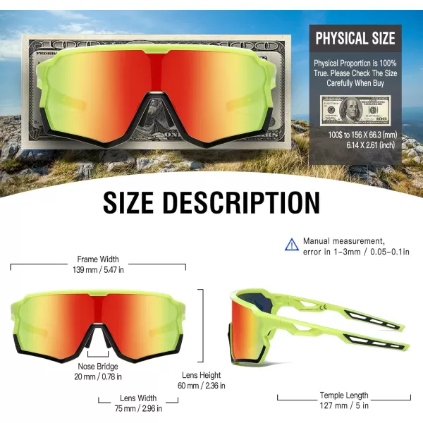DUCO Cycling Sunglasses Men Women Polarized Sports Sunglasses TR90 Baseball Fishing Sun glasses uv 400 Protection 0035Fluor Green Frame Revo Orange Lens