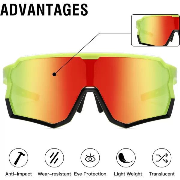 DUCO Cycling Sunglasses Men Women Polarized Sports Sunglasses TR90 Baseball Fishing Sun glasses uv 400 Protection 0035Fluor Green Frame Revo Orange Lens