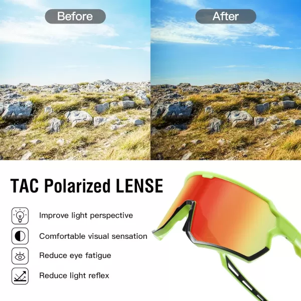 DUCO Cycling Sunglasses Men Women Polarized Sports Sunglasses TR90 Baseball Fishing Sun glasses uv 400 Protection 0035Fluor Green Frame Revo Orange Lens