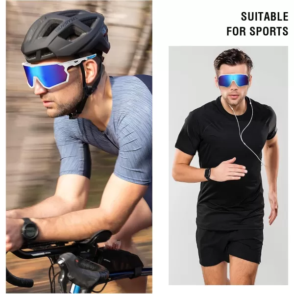 DUCO Cycling Sunglasses Men Women Polarized Sports Sunglasses TR90 Baseball Fishing Sun glasses uv 400 Protection 0035White Frame Revo Blue Lens