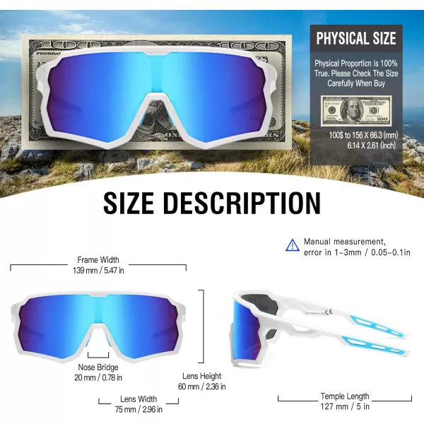 DUCO Cycling Sunglasses Men Women Polarized Sports Sunglasses TR90 Baseball Fishing Sun glasses uv 400 Protection 0035White Frame Revo Blue Lens