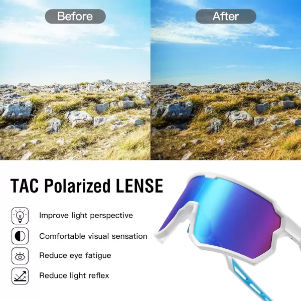 DUCO Cycling Sunglasses Men Women Polarized Sports Sunglasses TR90 Baseball Fishing Sun glasses uv 400 Protection 0035White Frame Revo Blue Lens