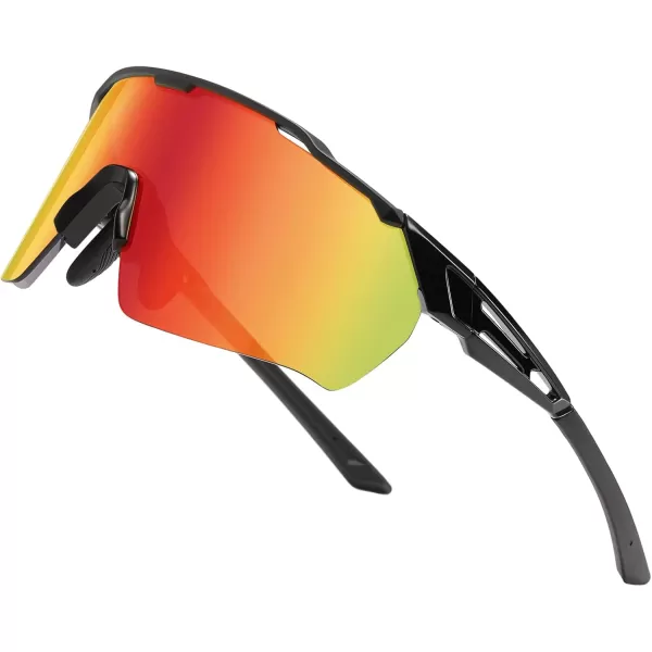 DUCO Cycling Sunglasses for Men Women Sports Sunglasses uv 400 Protection TR90 Baseball Driving Fishing Sun glasses 0038Black Frame Black Temple Revo Red Lens