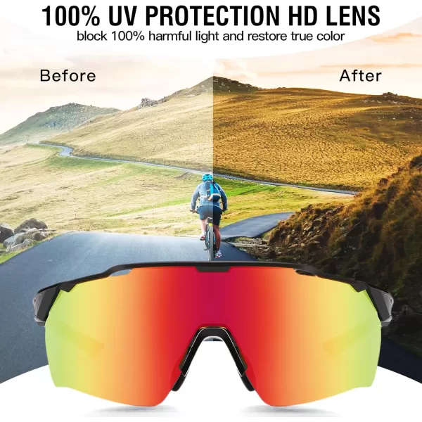 DUCO Cycling Sunglasses for Men Women Sports Sunglasses uv 400 Protection TR90 Baseball Driving Fishing Sun glasses 0038Black Frame Black Temple Revo Red Lens